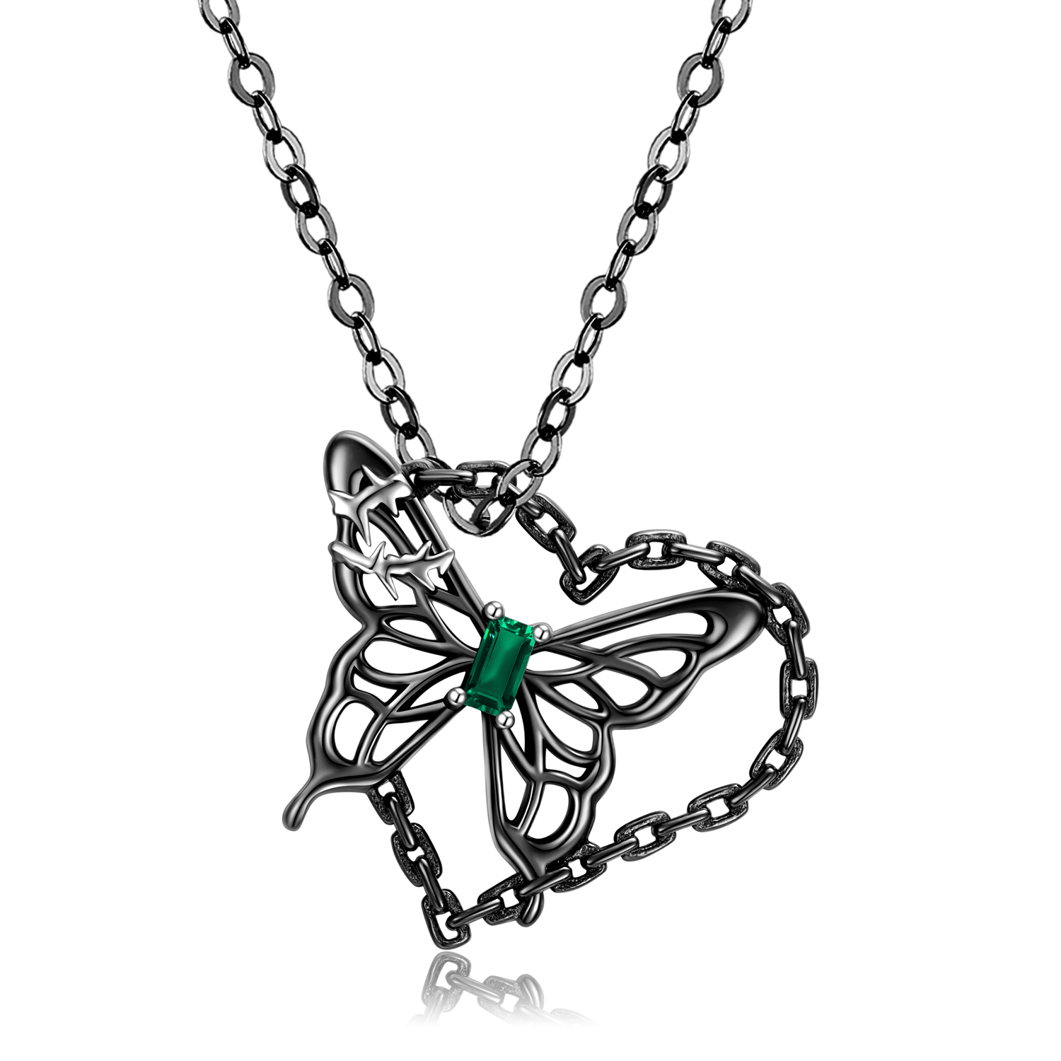 Halloween Butterfly Heart Necklace-Vigg Jewelry