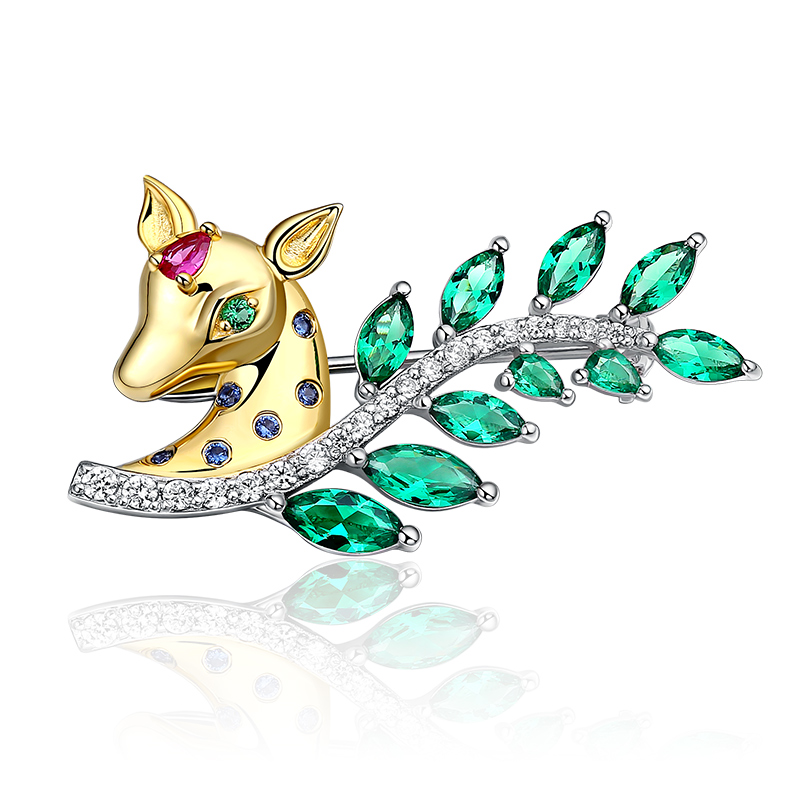VIGG Colorful Sika Deer Brooch-Vigg Jewelry