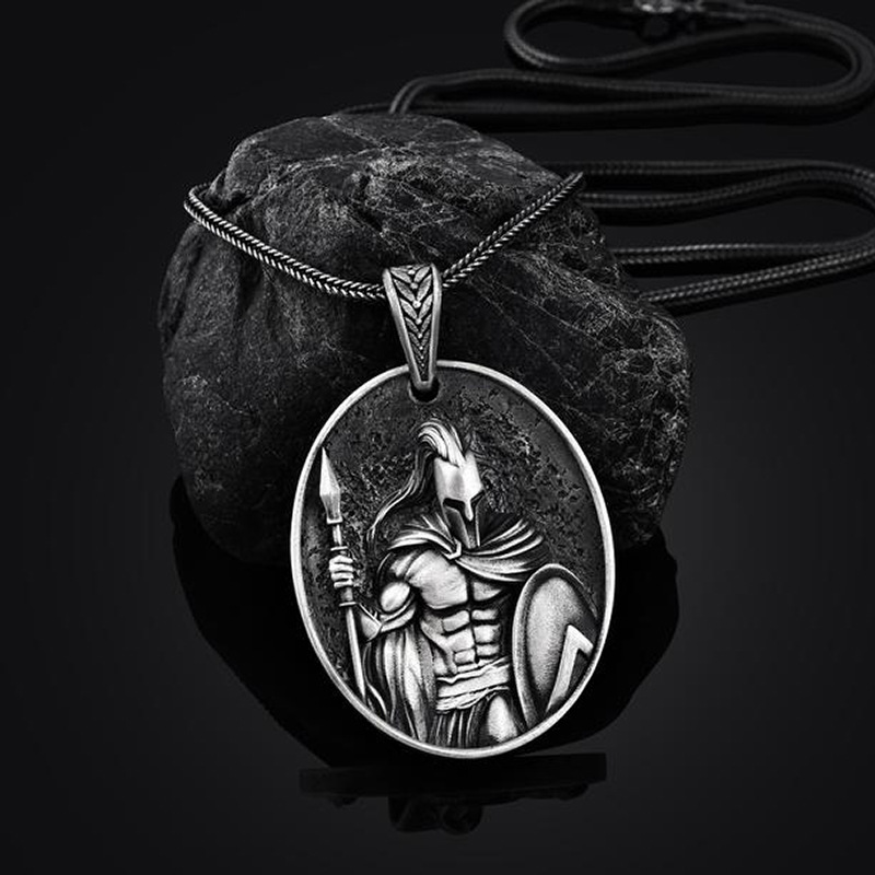 Vintage Oval Spartan Warrior Necklace-Vigg Jewelry