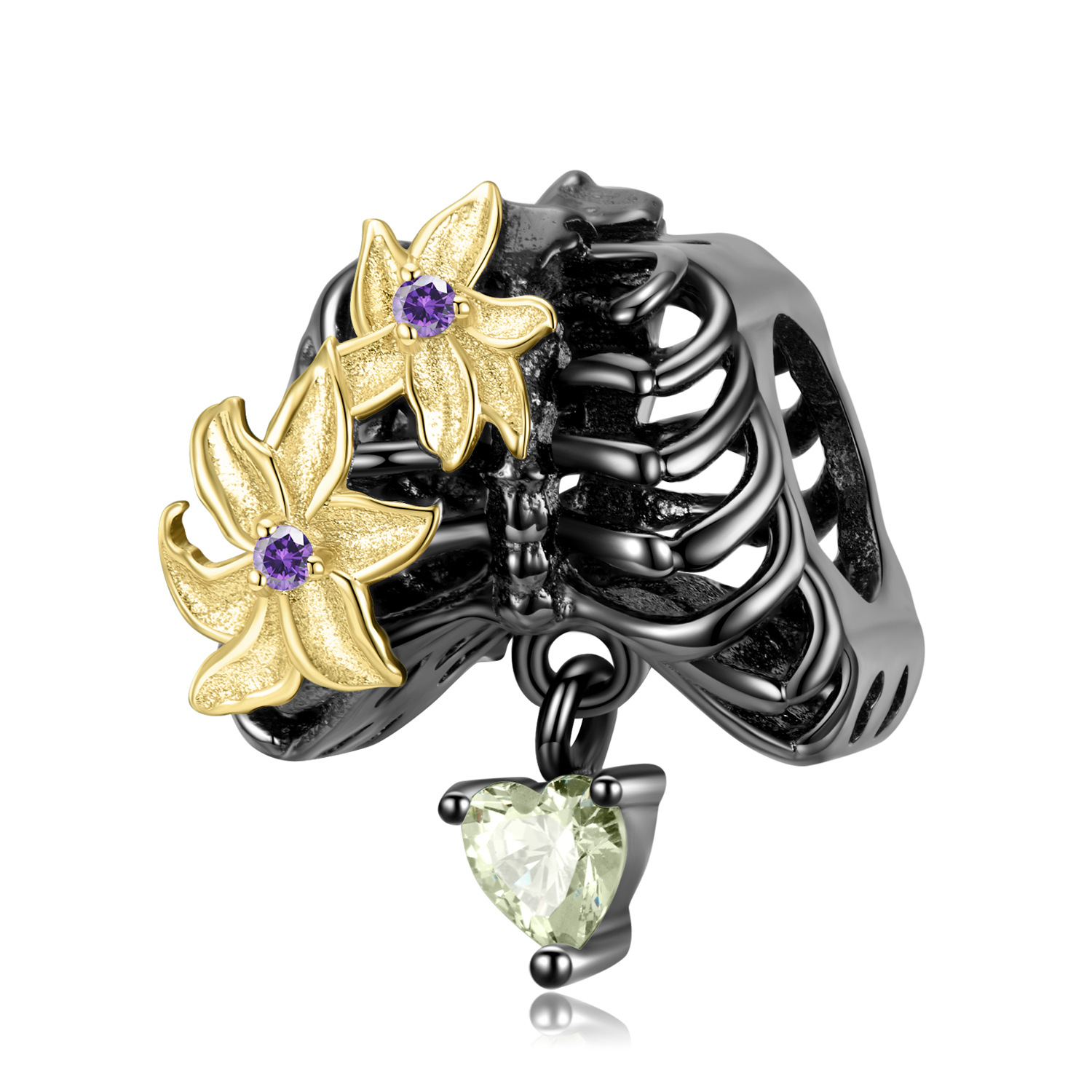 Flower and Skull Charm Bracelet-Vigg Jewelry