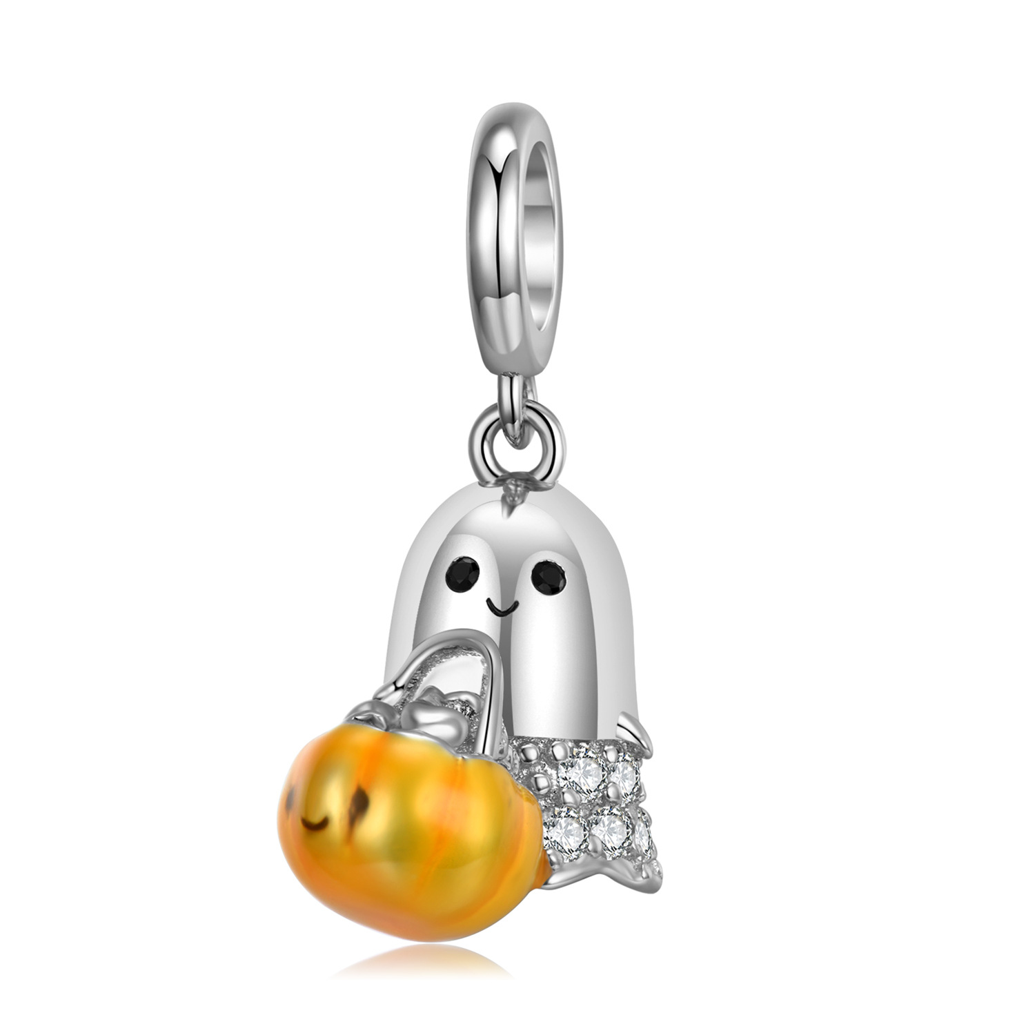 Ghost with Pumpkin Bag Charm Bracelet-Vigg Jewelry