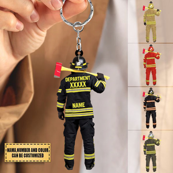 personalized firefighter keychain