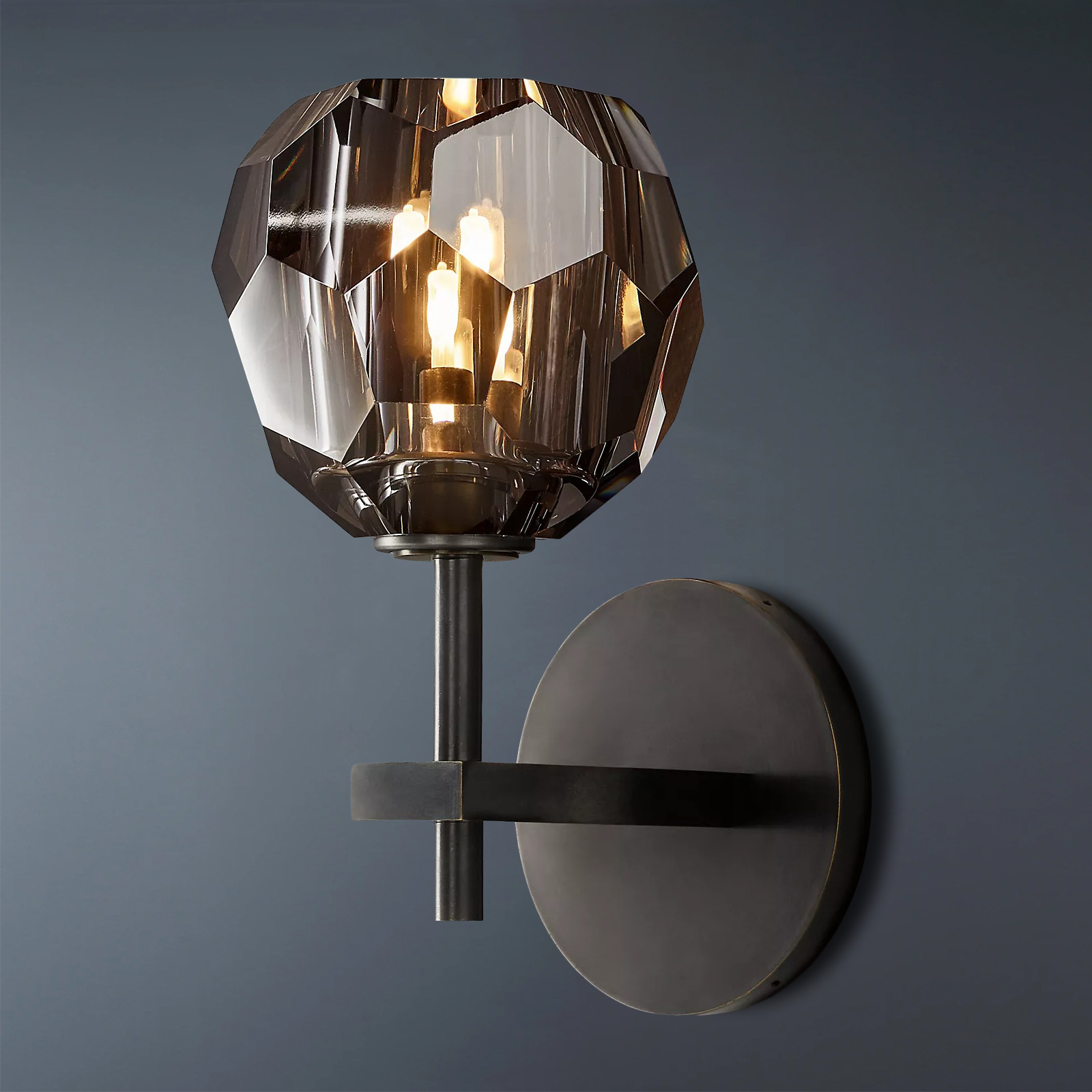 smoked glass wall sconce