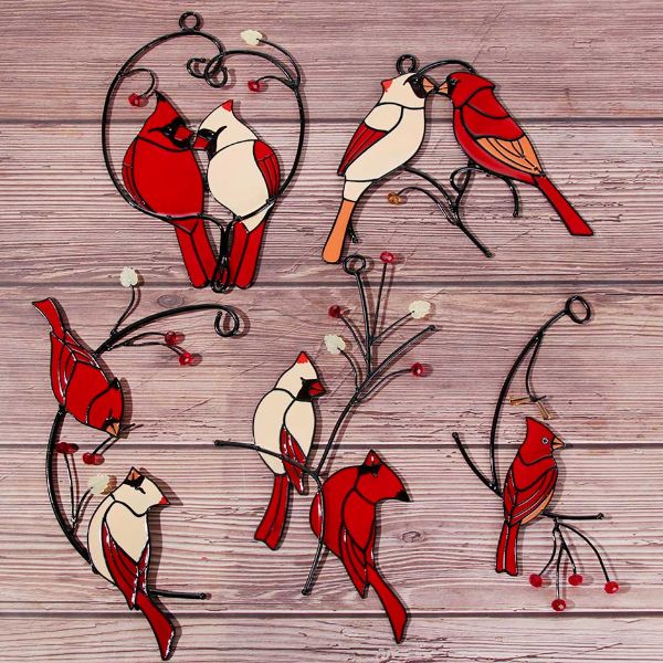 🔥Last Day Special Sale 50% OFF-Pair of Cardinal bird stained ornament