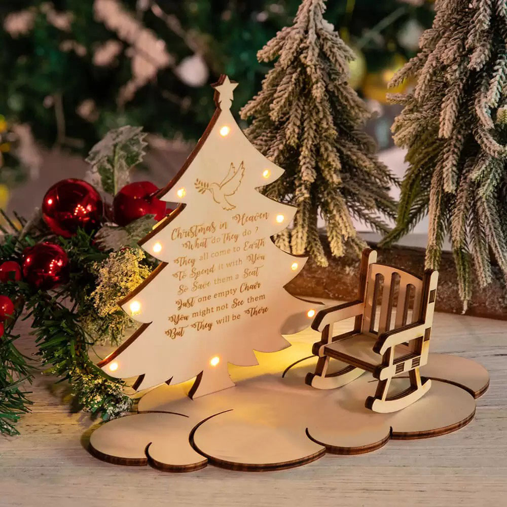 Engraved Names Christmas In Heaven Rocking Chair Christmas Tree Poem