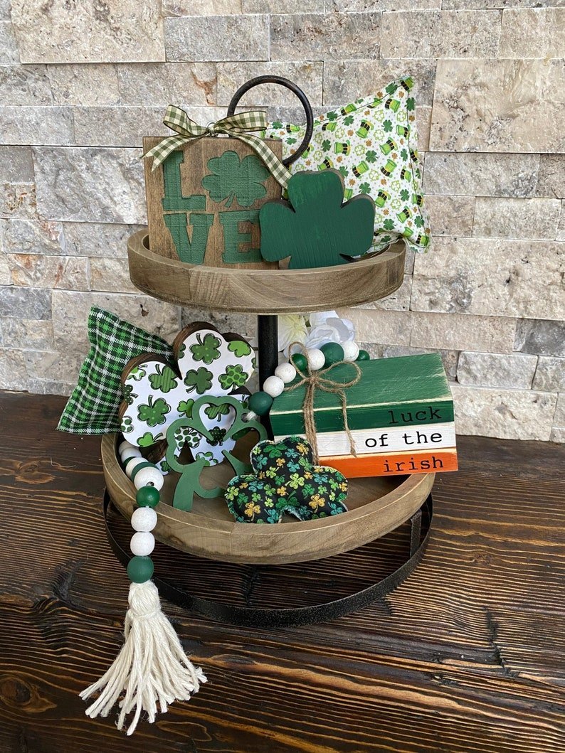 🍀Farmhouse Tiered Tray Set🍀- St.Patrick’s Day Bundle Rustic Home Decor