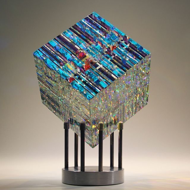 Magik Chroma Cube Glass Sculpture-Cybertron-Free Shipping