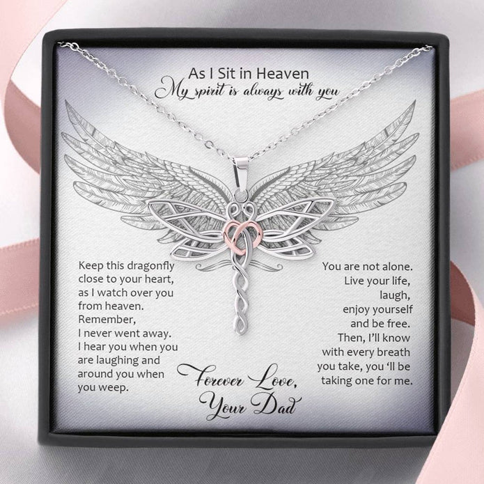 From My Dad In Heaven Dragonfly Necklace
