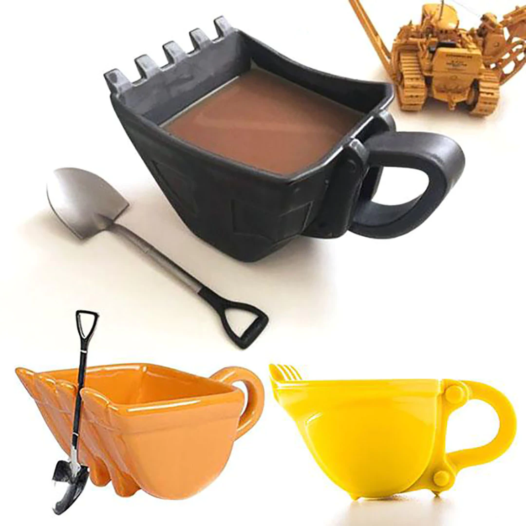Excavator Bucket Mug With Shovel Spoon