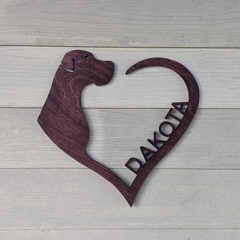 Personalized Wooden Dog Heart Wall Art