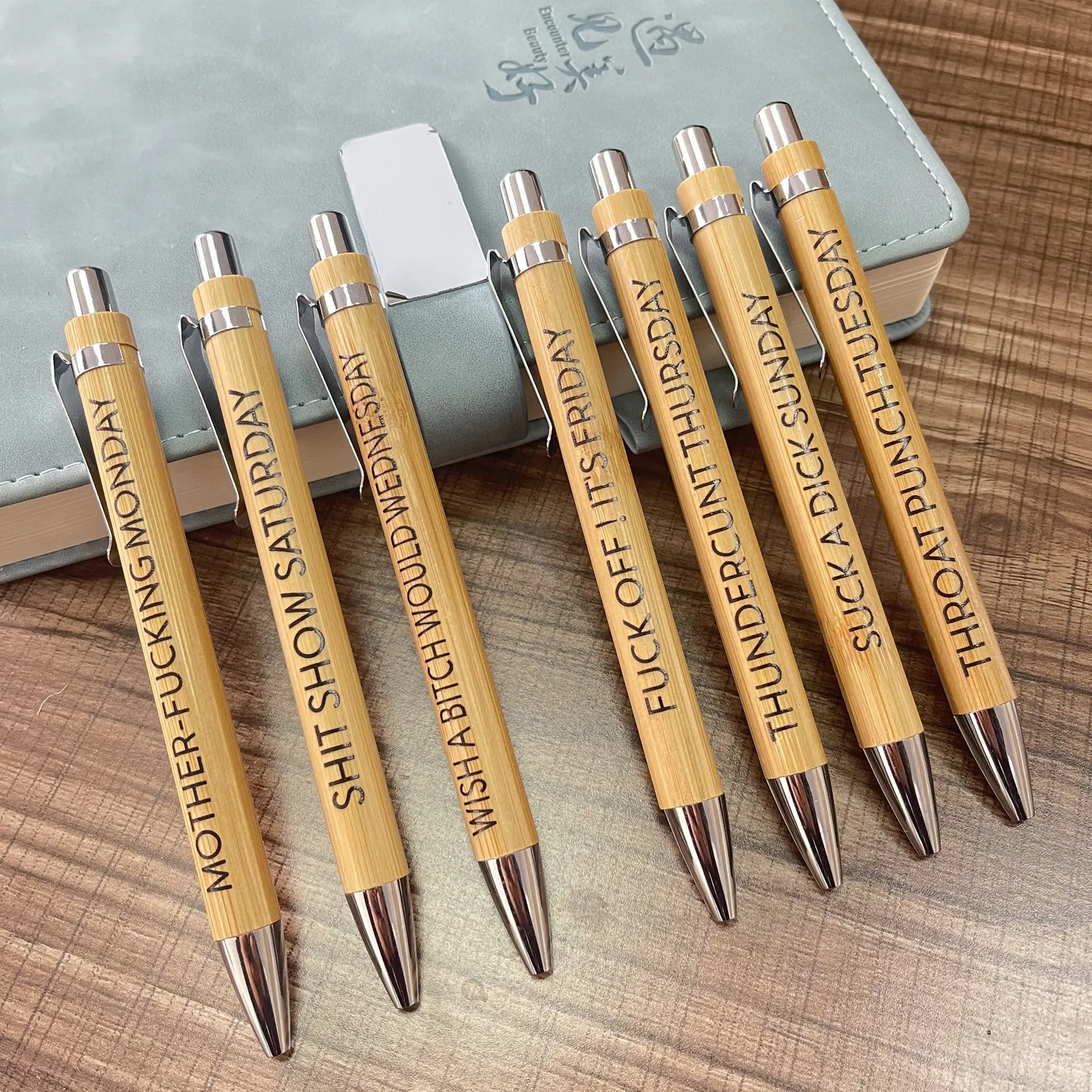 Ultimate Set of Engraved Pens for Sarcastic Souls（1 Set of 7 Pcs）【BUY 2 FREE SHIPPING】