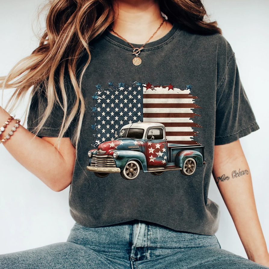 Chevy Truck with American Flag T-shirt