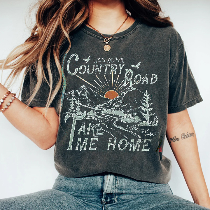 Country Roads Take Me Home Washed Vintage T-Shirt