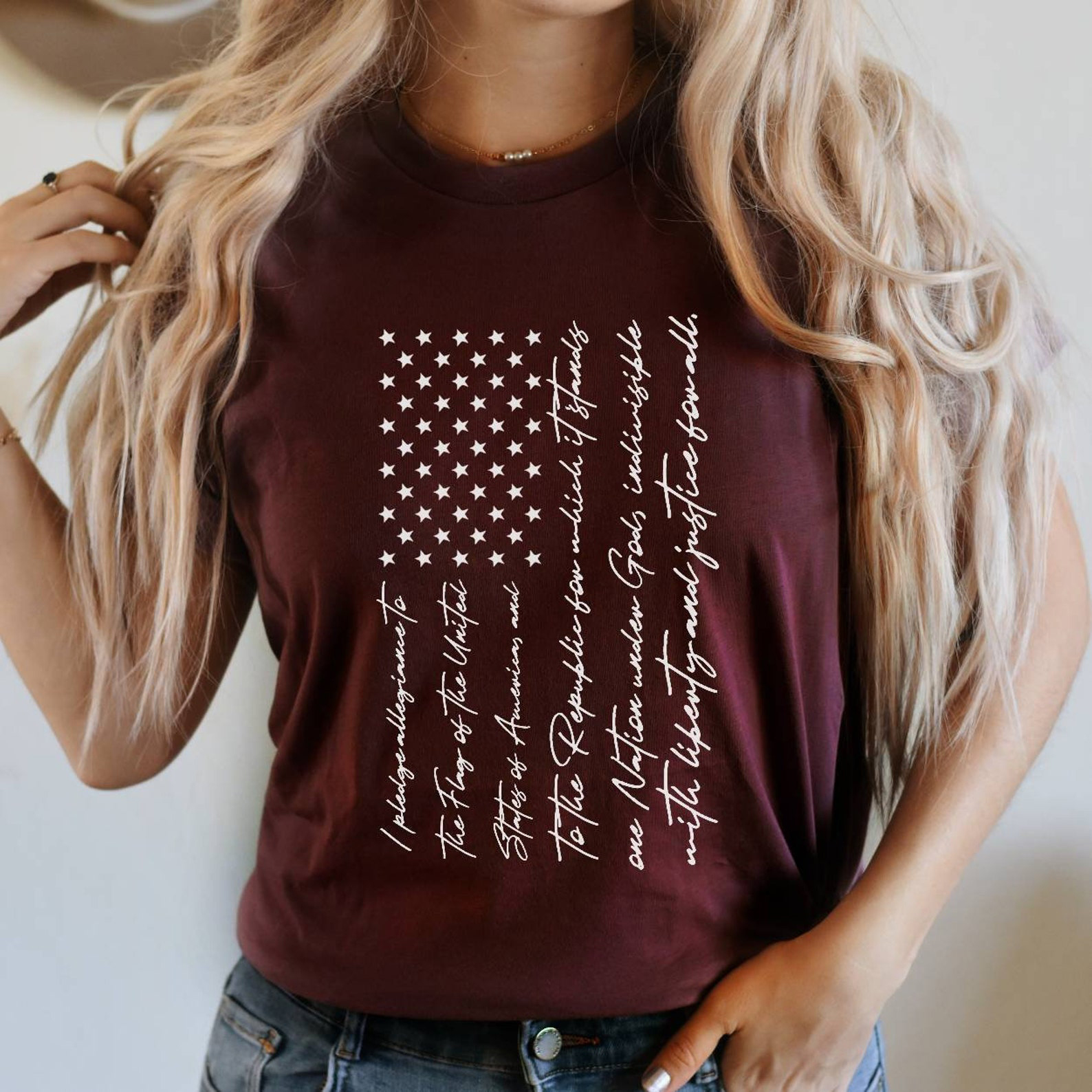USA Flag Shirt with Pledge of Allegiance