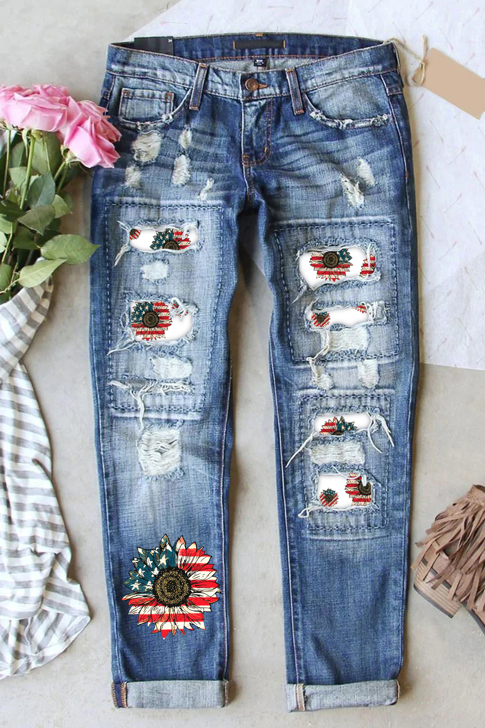 Usa flag sunflower jeans