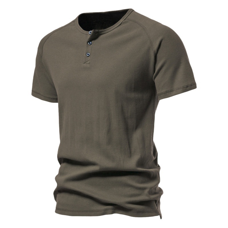 Men's Solid Color Henry Collar T-shirt