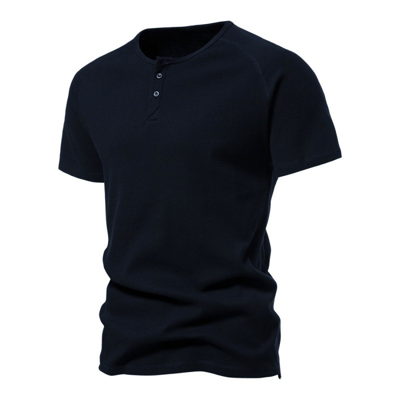 Men's Solid Color Henry Collar T-shirt