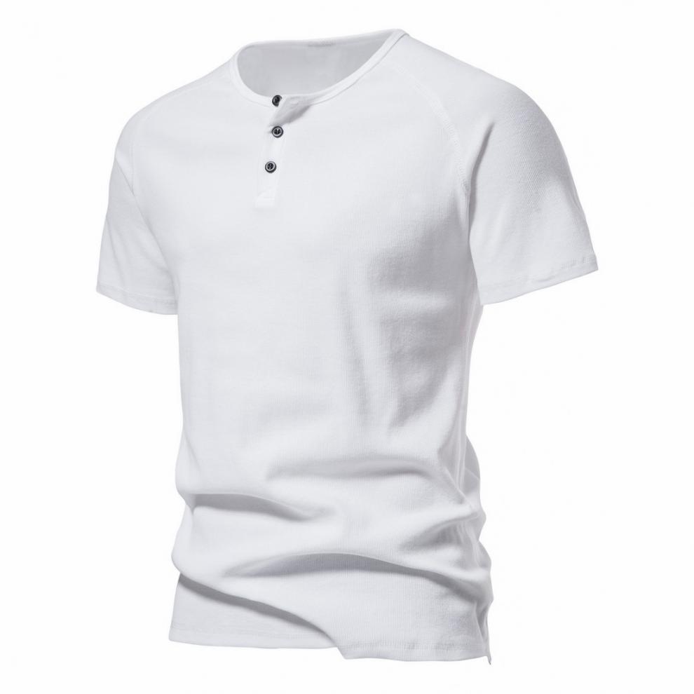 Men's Solid Color Henry Collar T-shirt