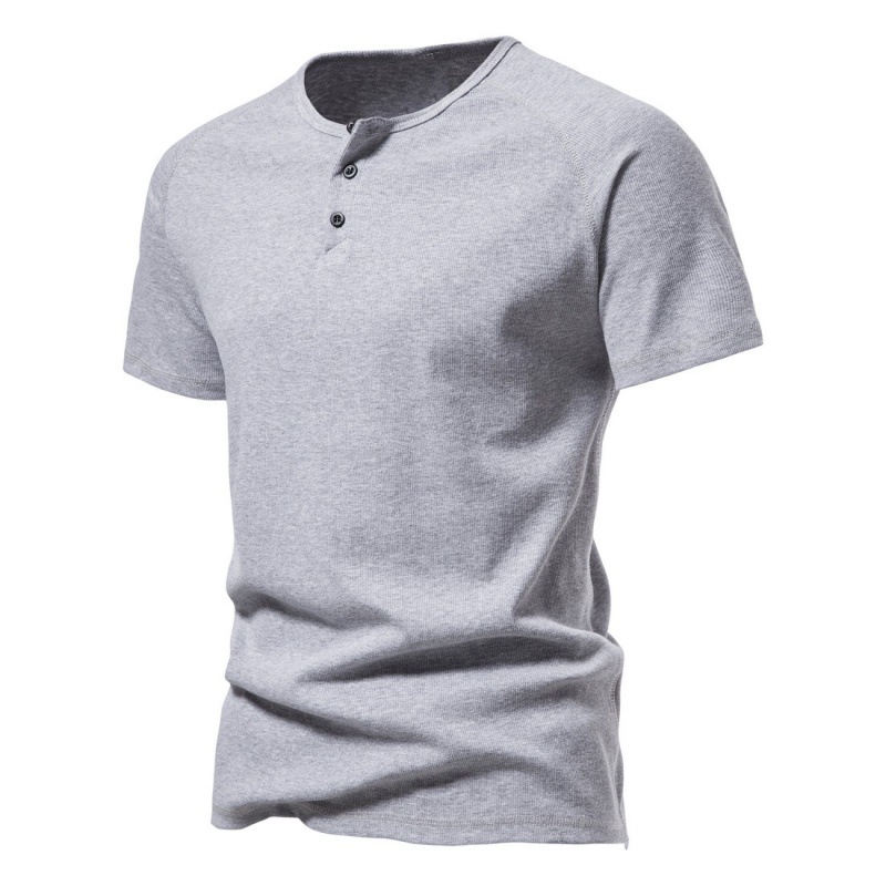 Men's Solid Color Henry Collar T-shirt