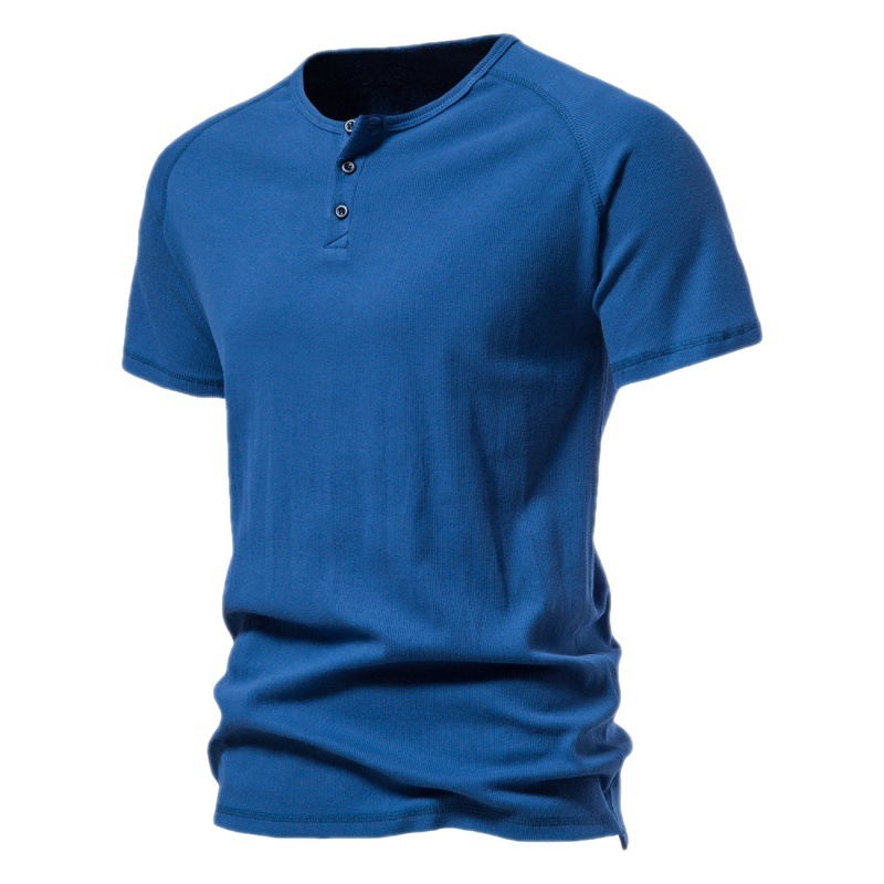 Men's Solid Color Henry Collar T-shirt