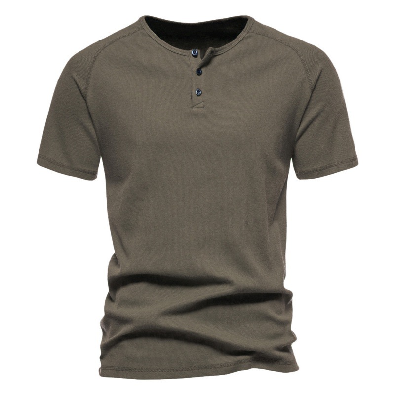 Men's Solid Color Henry Collar T-shirt