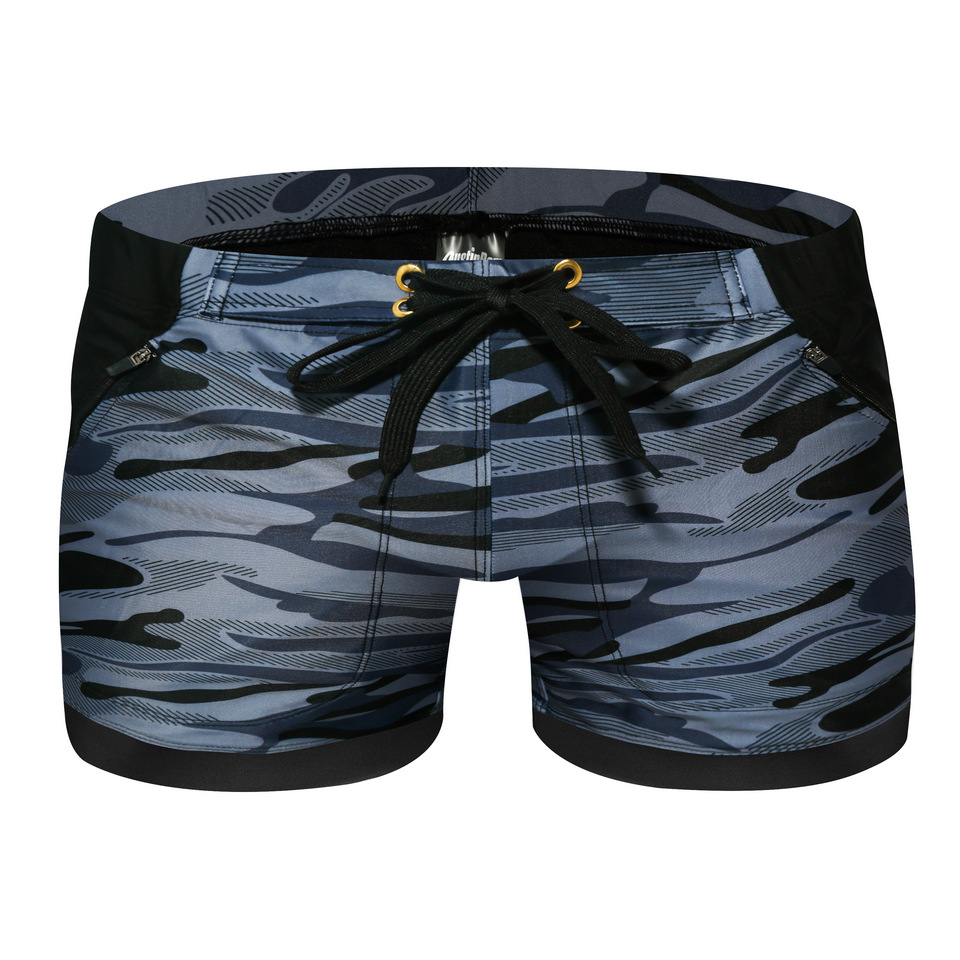 Men's Adjustable Drawstring Boxer Swimming Trunks