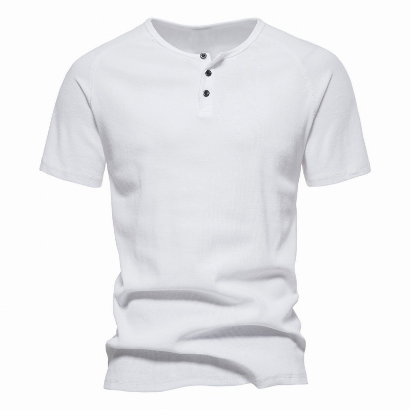 Men's Solid Color Henry Collar T-shirt