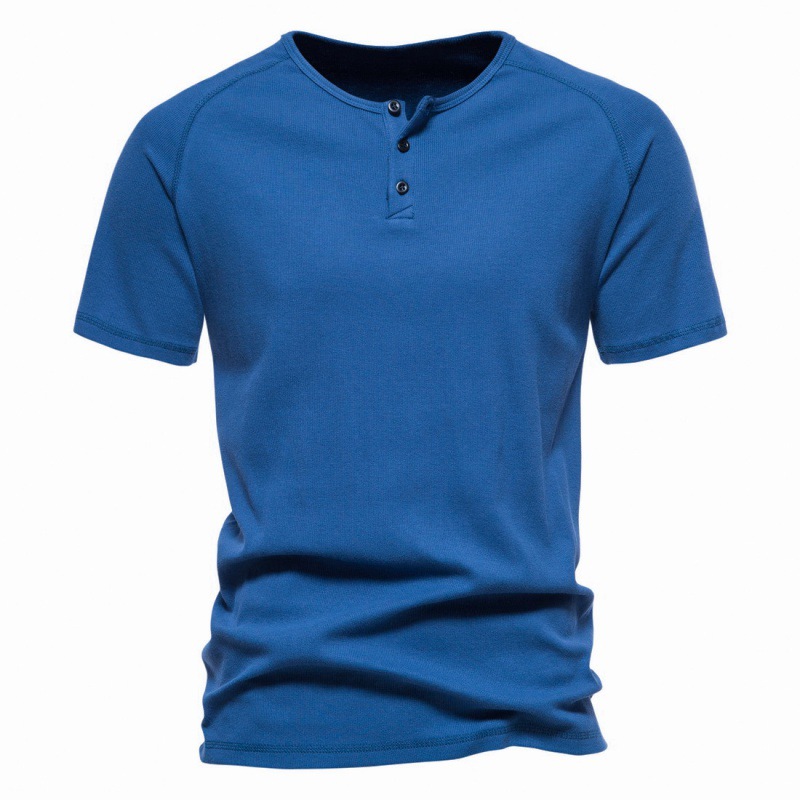 Men's Solid Color Henry Collar T-shirt