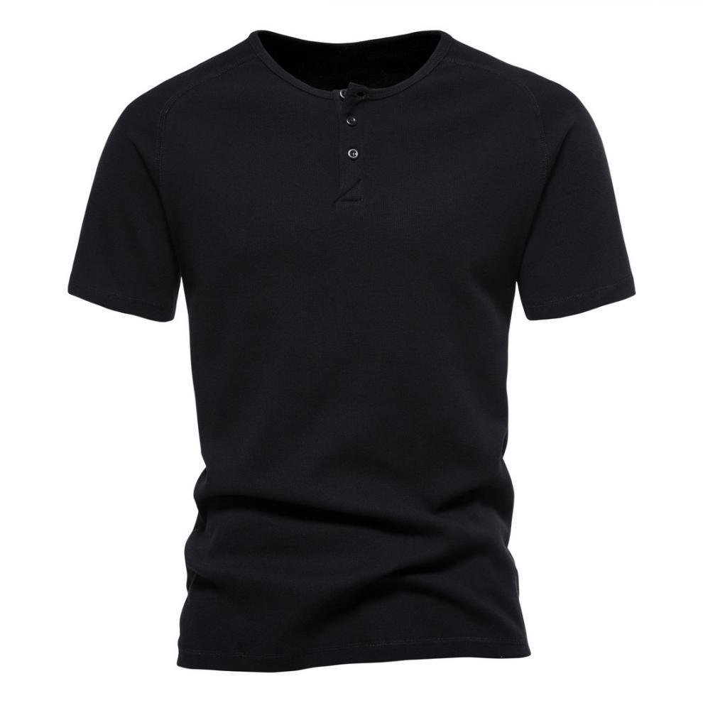 Men's Solid Color Henry Collar T-shirt
