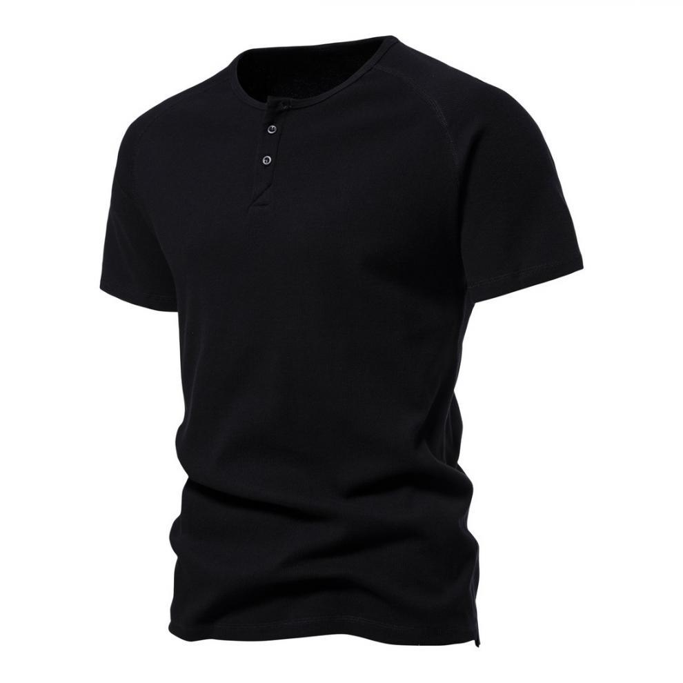 Men's Solid Color Henry Collar T-shirt