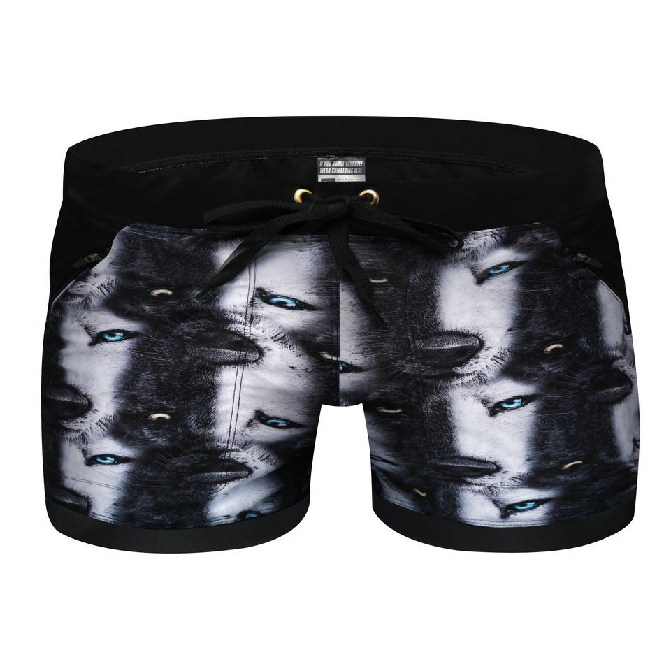 Men's Adjustable Drawstring Boxer Swimming Trunks
