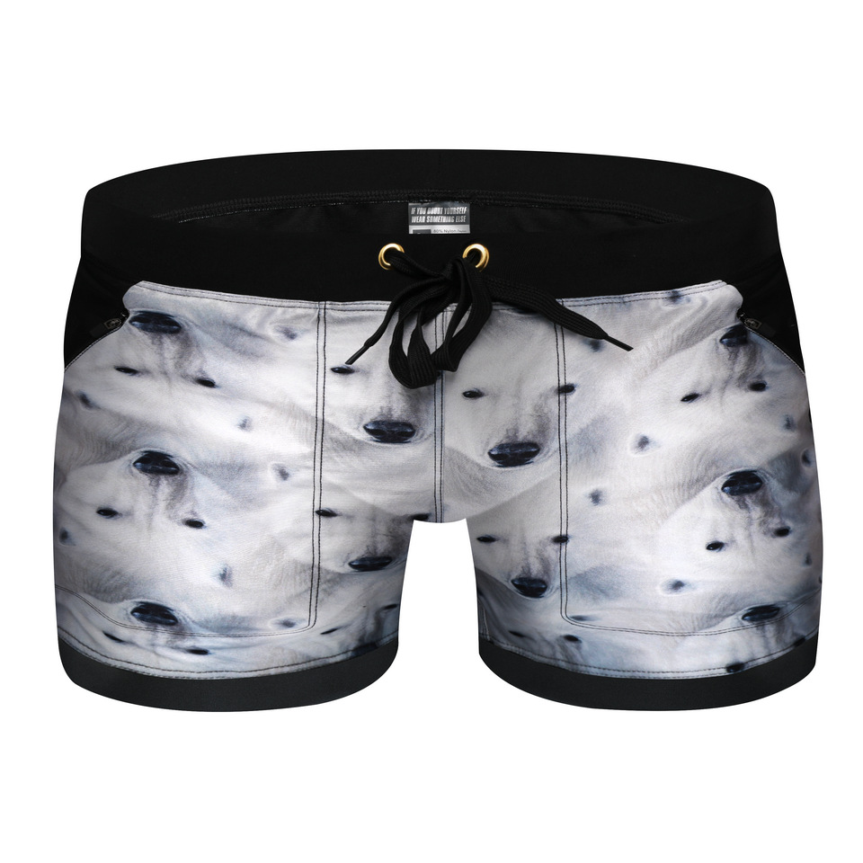 Men's Adjustable Drawstring Boxer Swimming Trunks