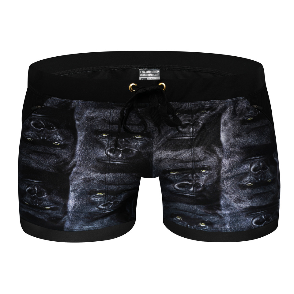 Men's Adjustable Drawstring Boxer Swimming Trunks