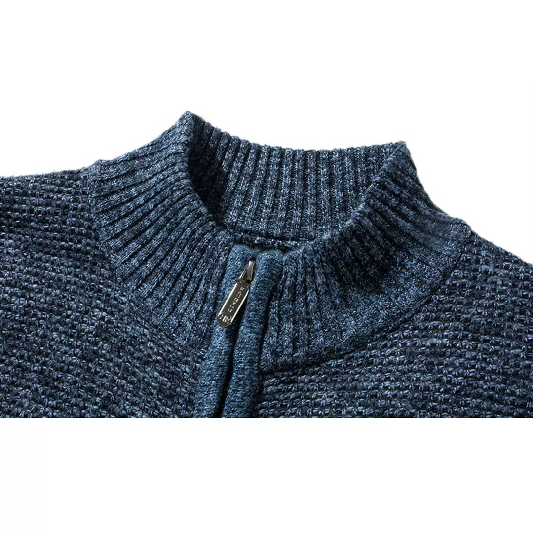 Men's Color Block Stand Collar Full Zipper Cardigan