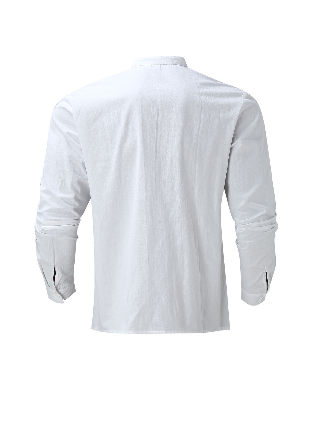 Reyes Cotton and Linen Solid Henley Collar Shirt