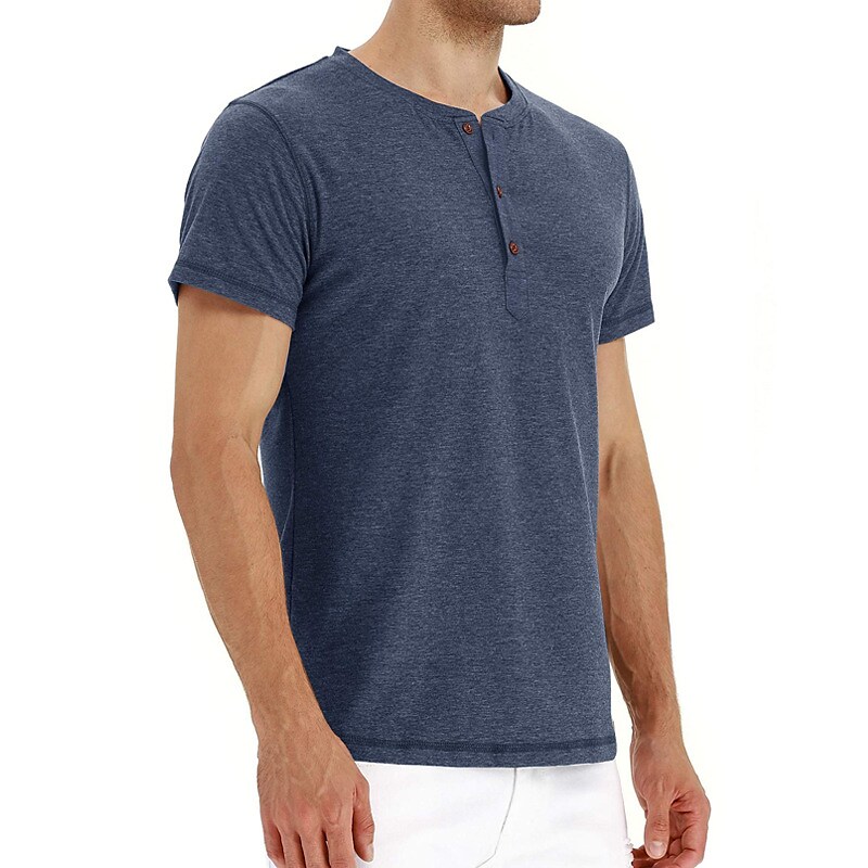 Men's Henley Shirt T shirt Solid Color