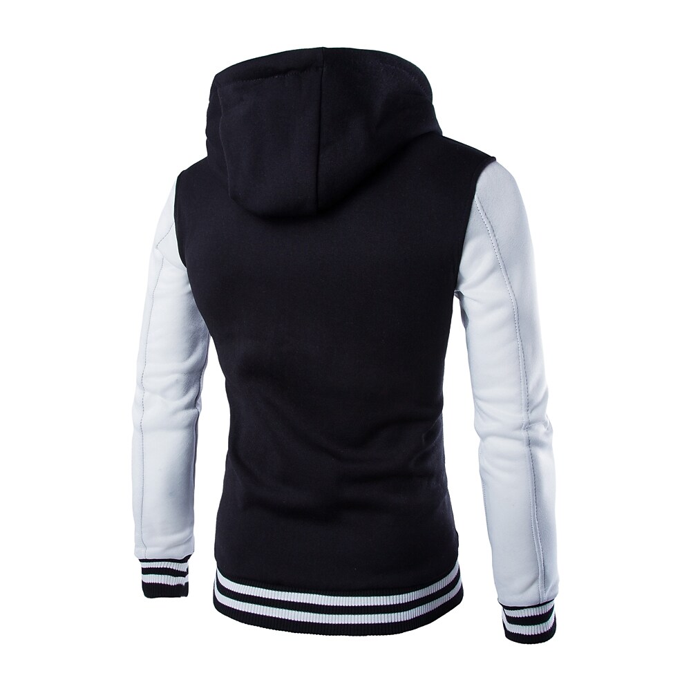 Men's Color Block Button Up Drawstring Hoodie