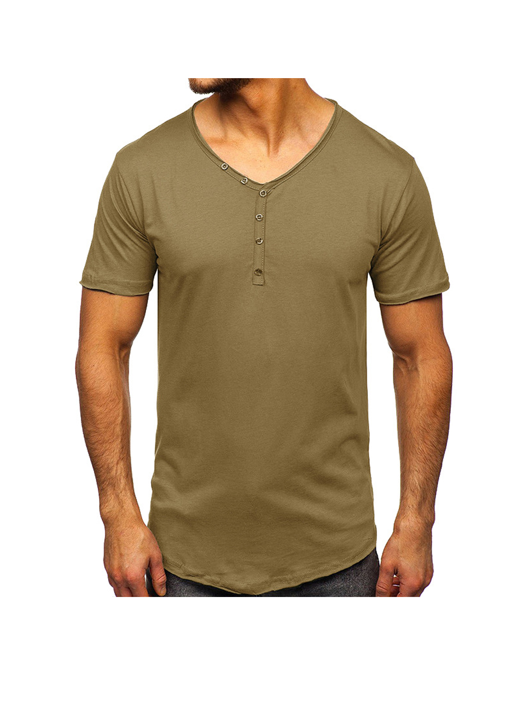 Eddie Solid Color Basic Henley T-shirt