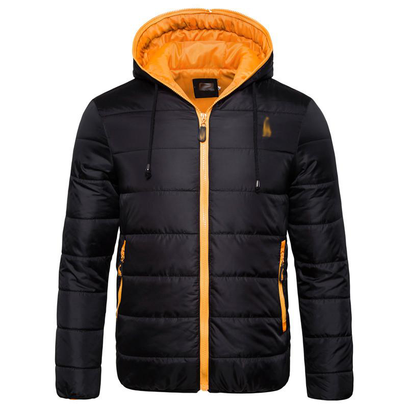 Men's Hooded Solid Color Contrasting Zip And Lining Padded Jacket