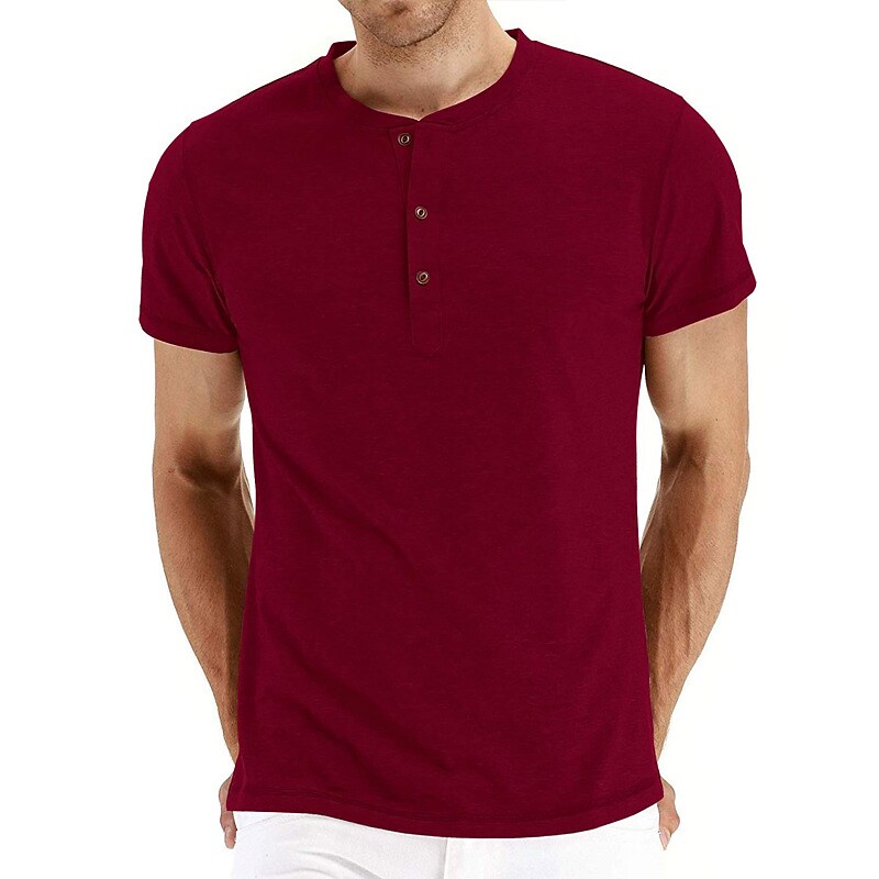 Men's Henley Shirt T shirt Solid Color