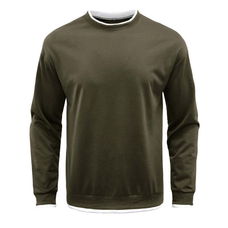 Men's Pullover Solid Color Patchwork Crew Neck Sweatshirts