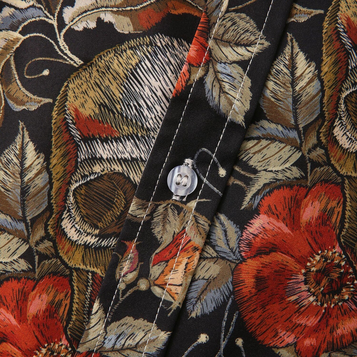 Men's Floral And Skull Print Beach Shirt Short Sleeve Casual Retro