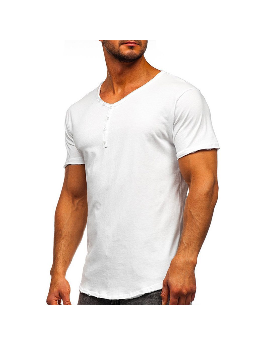 Eddie Solid Color Basic Henley T-shirt