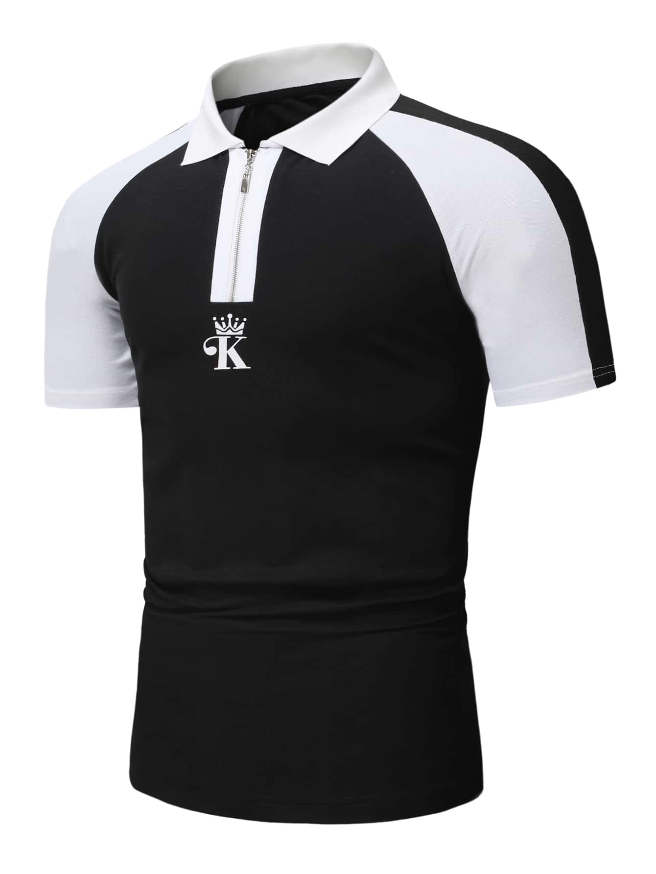 Men Letter Graphic & Colorblock Polo Shirt