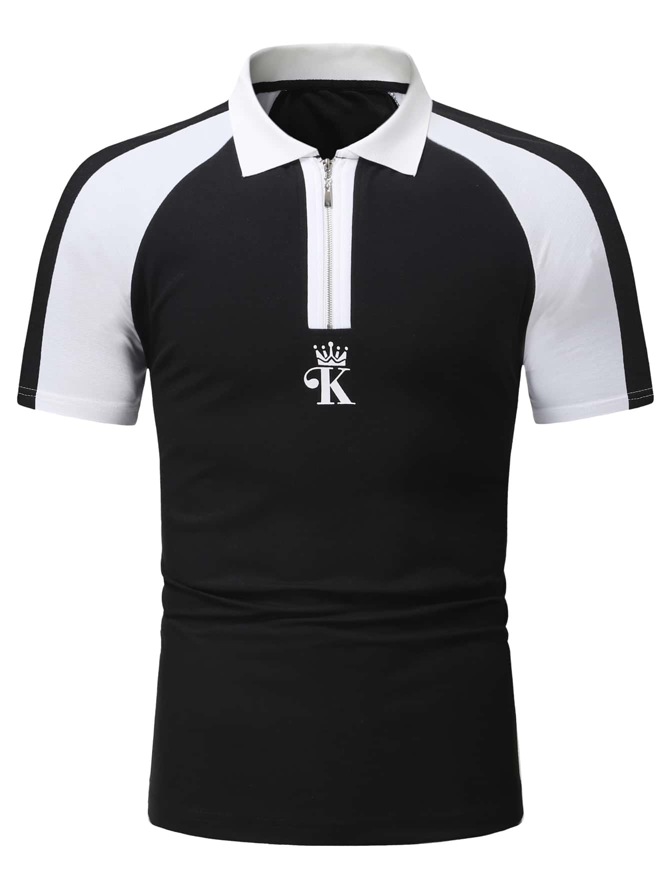 Men Letter Graphic & Colorblock Polo Shirt