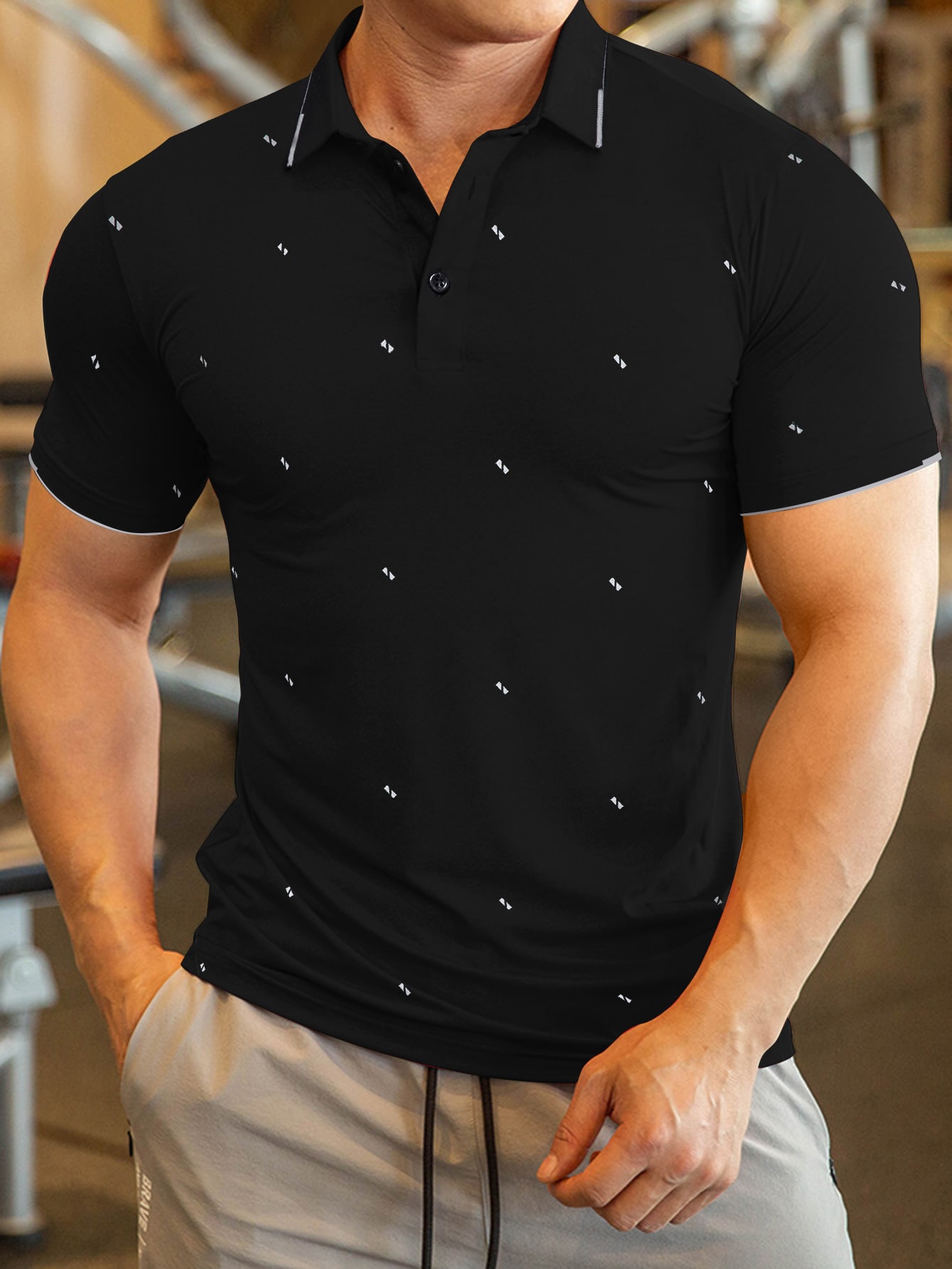 Men Geo Print Polo Shirt