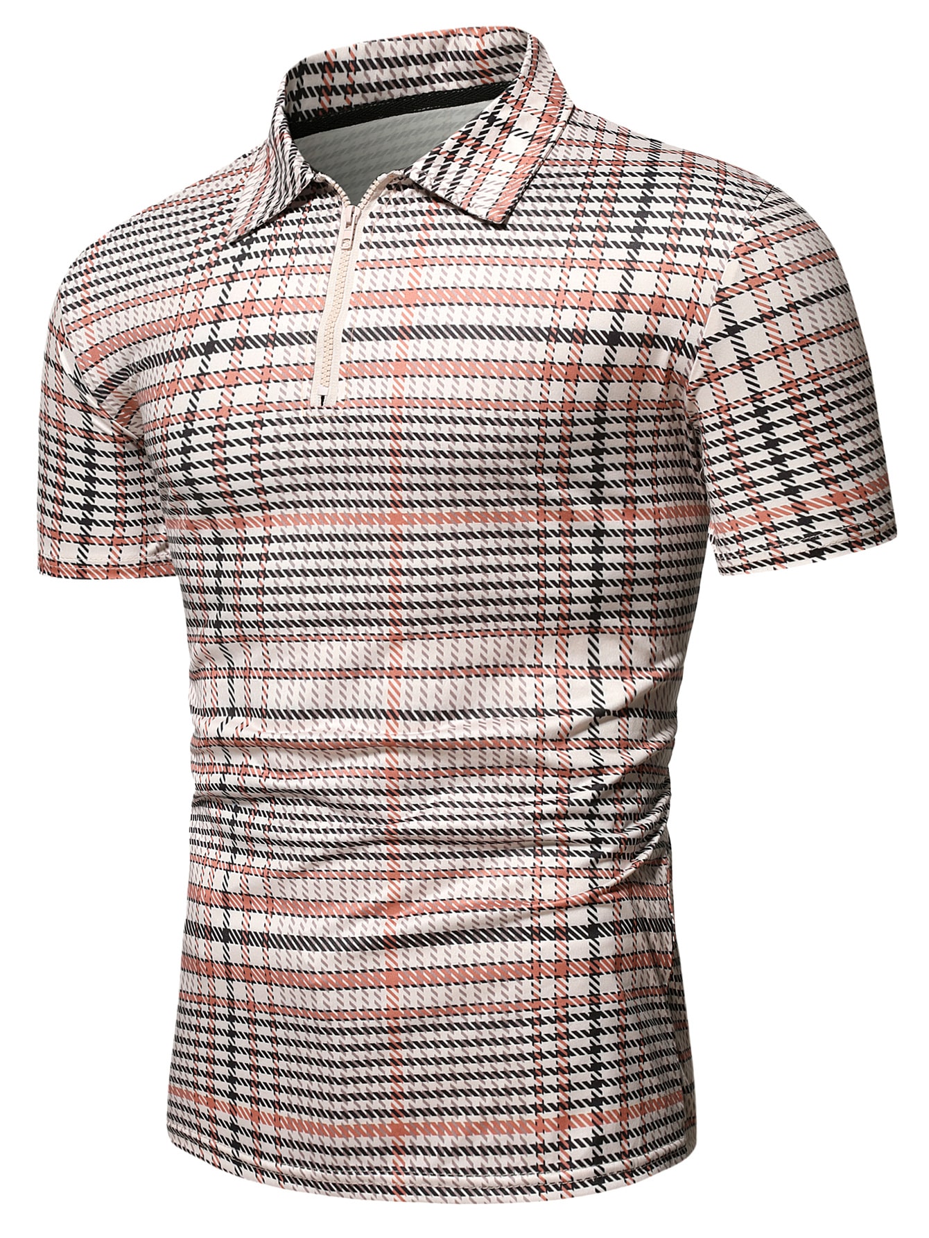 Men Plaid Print Polo Shirt