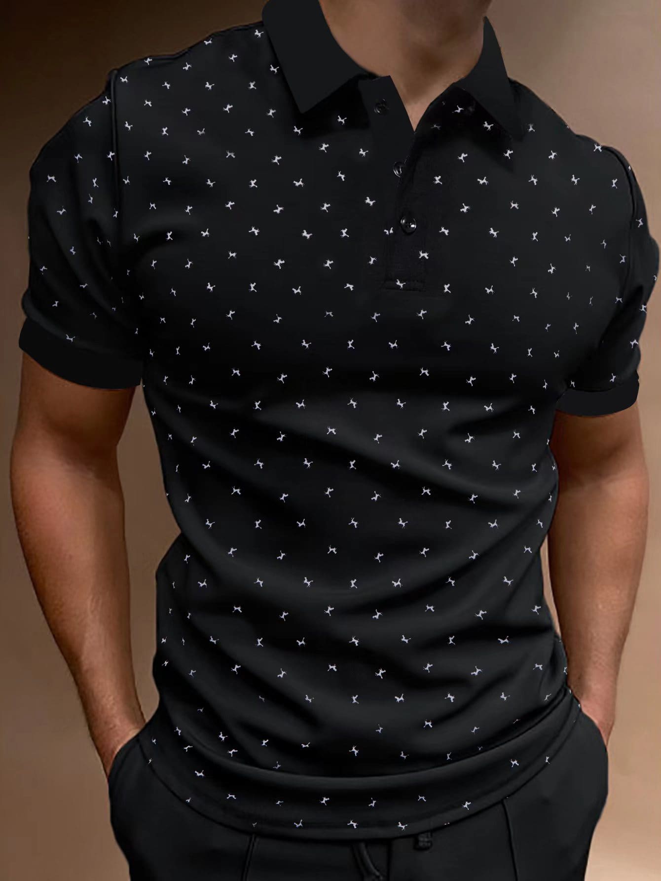 Men Allover Print Polo Shirt