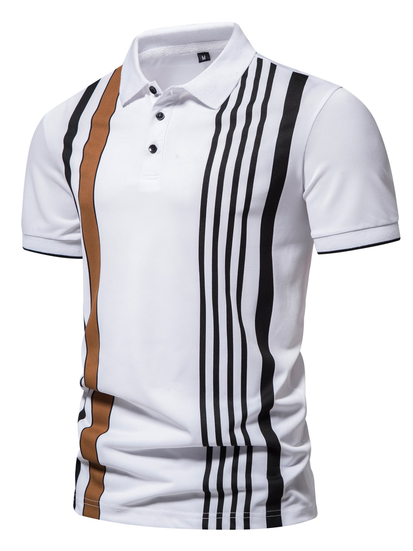 Men Striped Print Polo Shirt