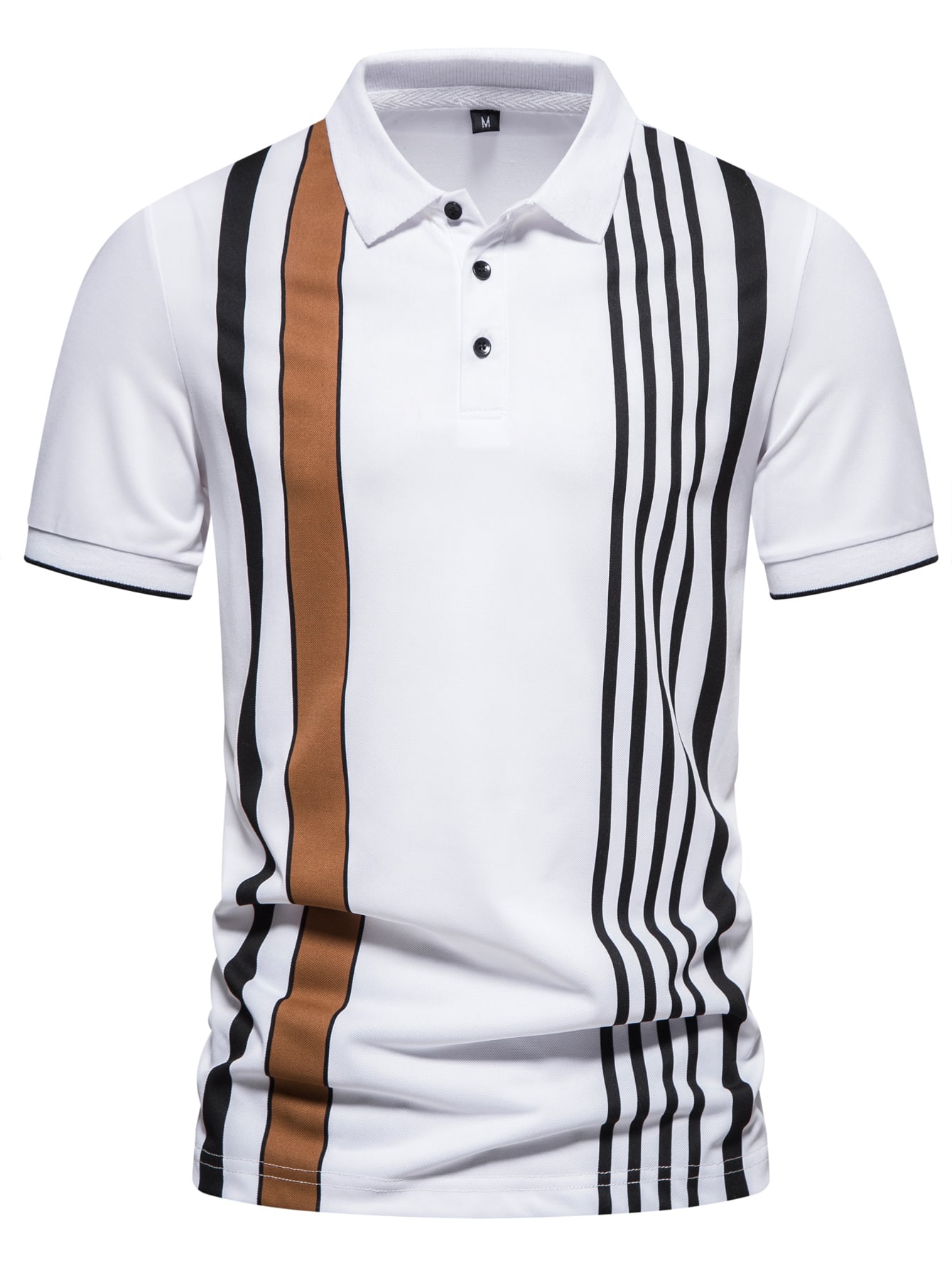Men Striped Print Polo Shirt